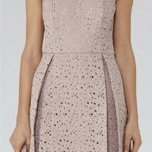 Reiss Lace Midi Dress in Soft Pink